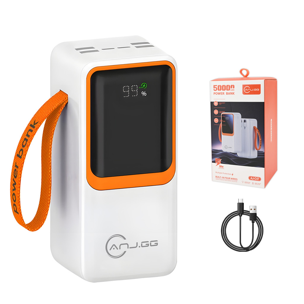 Power Bank 50000mAh Carga Rápida Display Digital 33W~66W USB Type